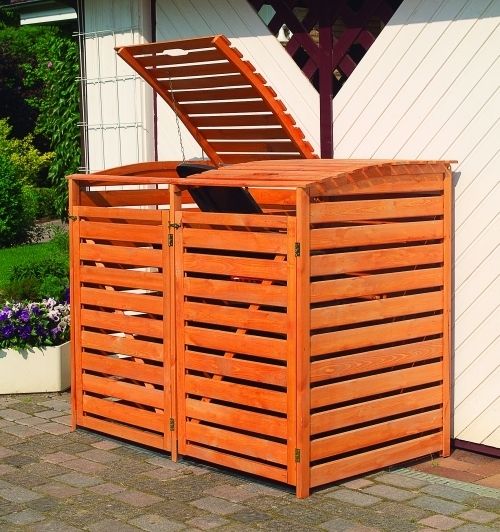 Mülltonnenbox für 2 Tonnen, Müllcontainer Müllbox B148xT92xH122 cm