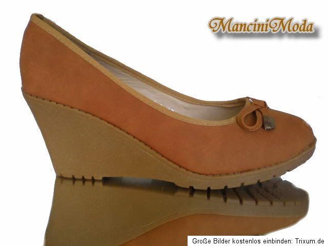 PUMPS WEDGE KEILABSATZ DAMENSCHUHE CAMEL 7cm HIGH HEEL 36 37 38 39 40