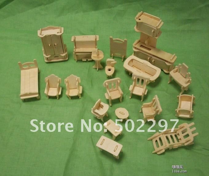 34pieces 3Dwoodcraft Puppenhaus Möbel Miniaturen Geschenk Kit