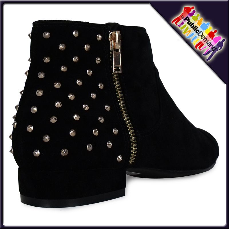 ByPublicDemand   AK1 Ladies Flacher Ankle Studded Zip Up Booties