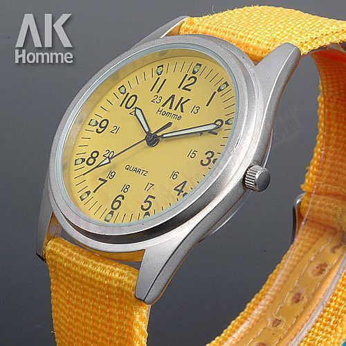 NEU AK Damen Herren Analog Leinwand Armbanduhr fluoreszierende Zeiger