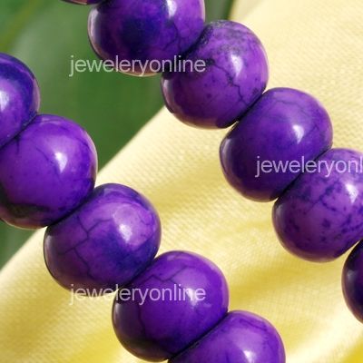 8X6mm Bouton Howlith Perlen Bead Strang Lila Halbedelst TOP