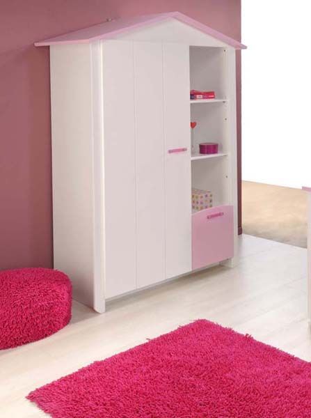 KINDERZIMMER SCHRANK BIOTIFUL B9 WEISS ROSA PINK HAUSFORM PARISOT