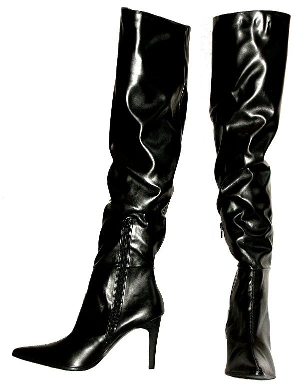 NEU PLEASER Highheels Stiefel Overkneestiefel Schwarz Glanz Domina Gr