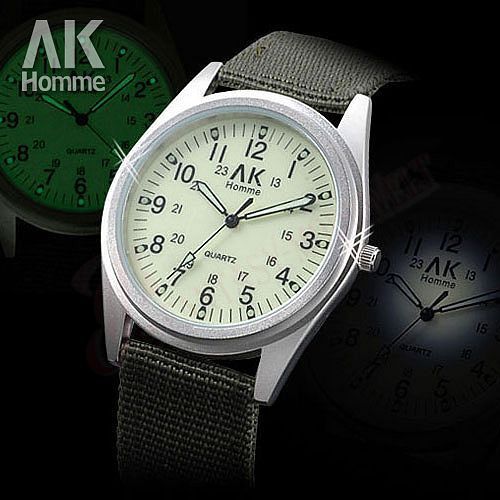 NEU AK homme Damen Herren Analog Leinwand Armbanduhr Sport