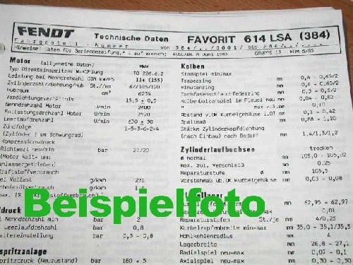 Fendt Farmer 204 P + PA Technisches Datenblatt 1987