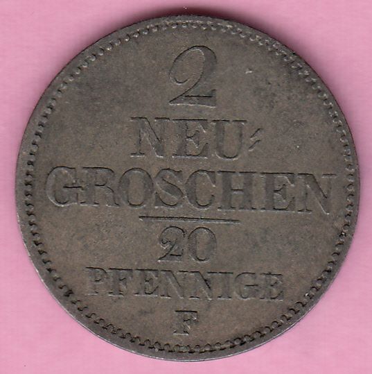 SACHSEN   2 Neugroschen 1855 F (Erh. sehr schön)