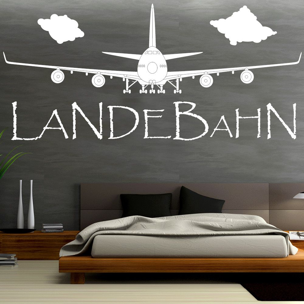 Wandtattoo Landebahn Flugzeug Wolken Wandaufkleber