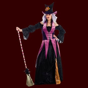 Hexen Kostüm Set Damen 4teilig Zauberin Fasching Halloween Rock/Bluse
