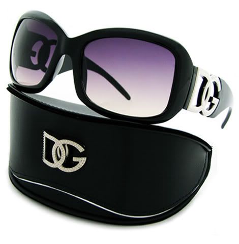 DG Designer BLACK SMOKE Oversized Sunglasses HARD CASE