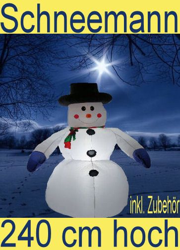 Aufblasbarer 240cm Schneemann beleuchtet selbstaufblasend