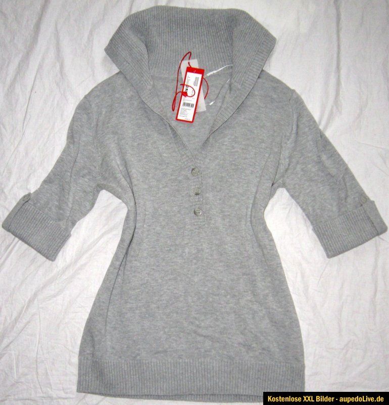 NEU ESPRIT Strick PULLOVER Gr M 38 ° Longshirt Grau Layering