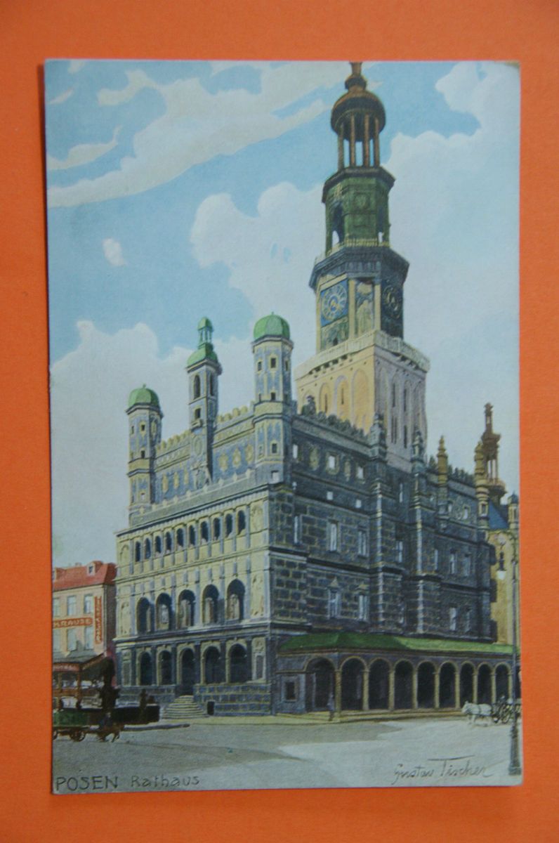 253 ALTE FOTO AK POSTKARTE KUNSTLERKARTE GUSTAV TISCHER POSEN RATHAUS