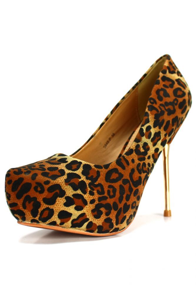 HOT DAMEN SCHUHE HIGH HEELS PLATEAU PUMPS STILETTO Leo GOLD leopard