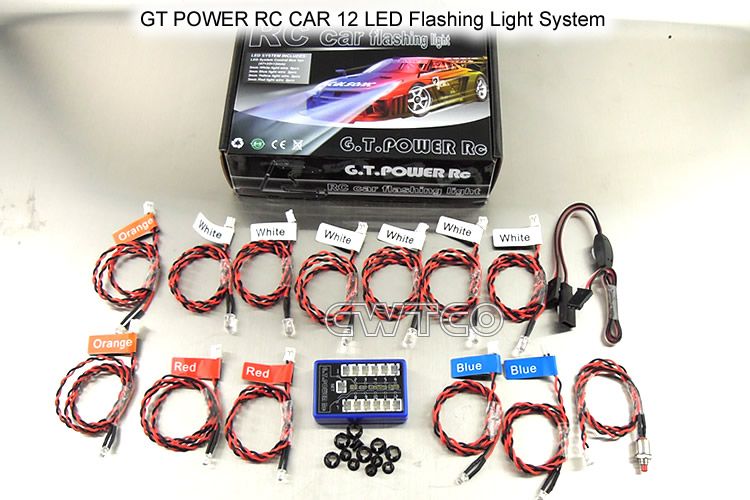 12 LED 1/ 10 RC beleuchtung CAR TRUCK BUGGY LED lighting Kit FLASHING