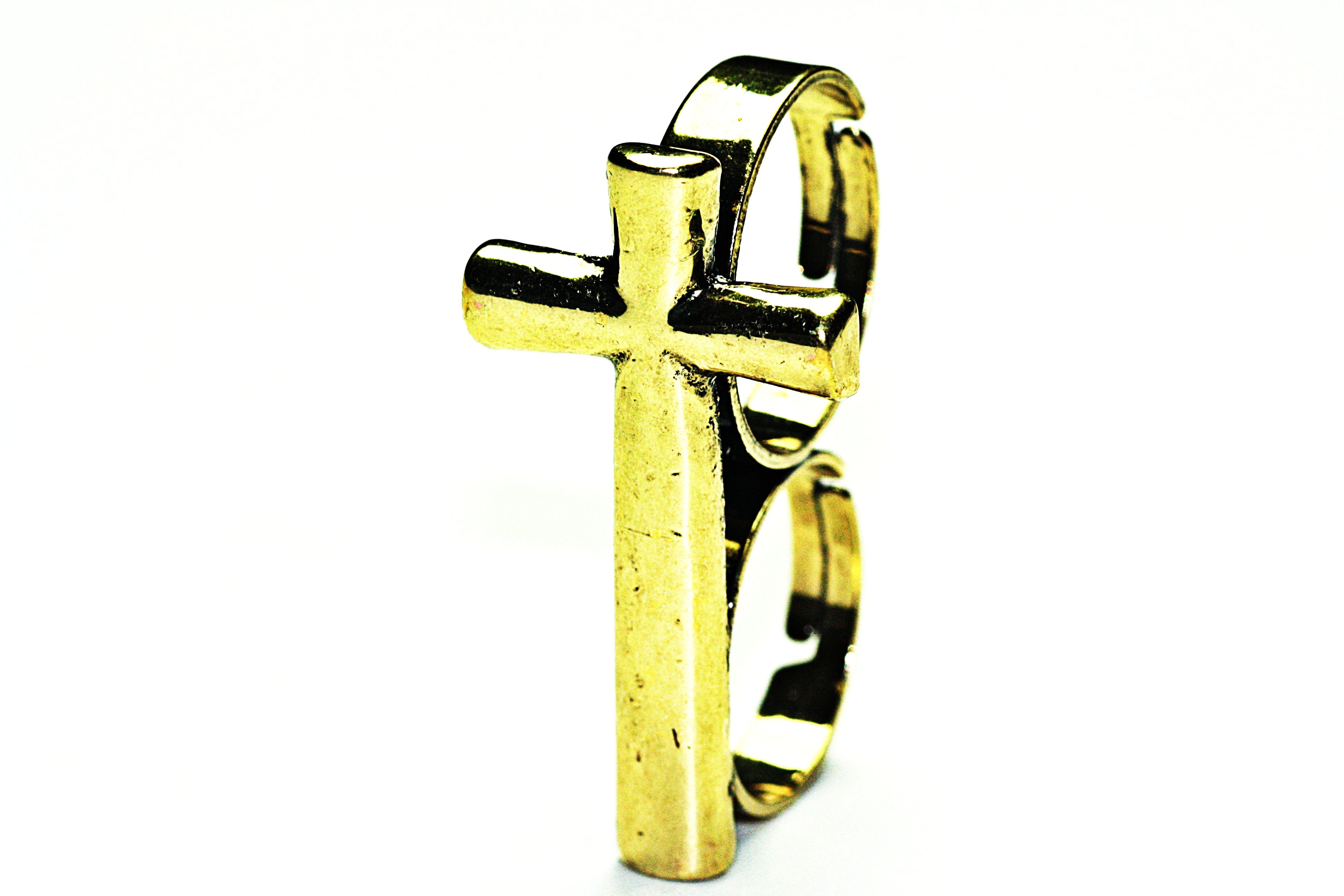 R67 Doppelring Zweifingerring Kreuz Jesus Gothic Crossring Retro