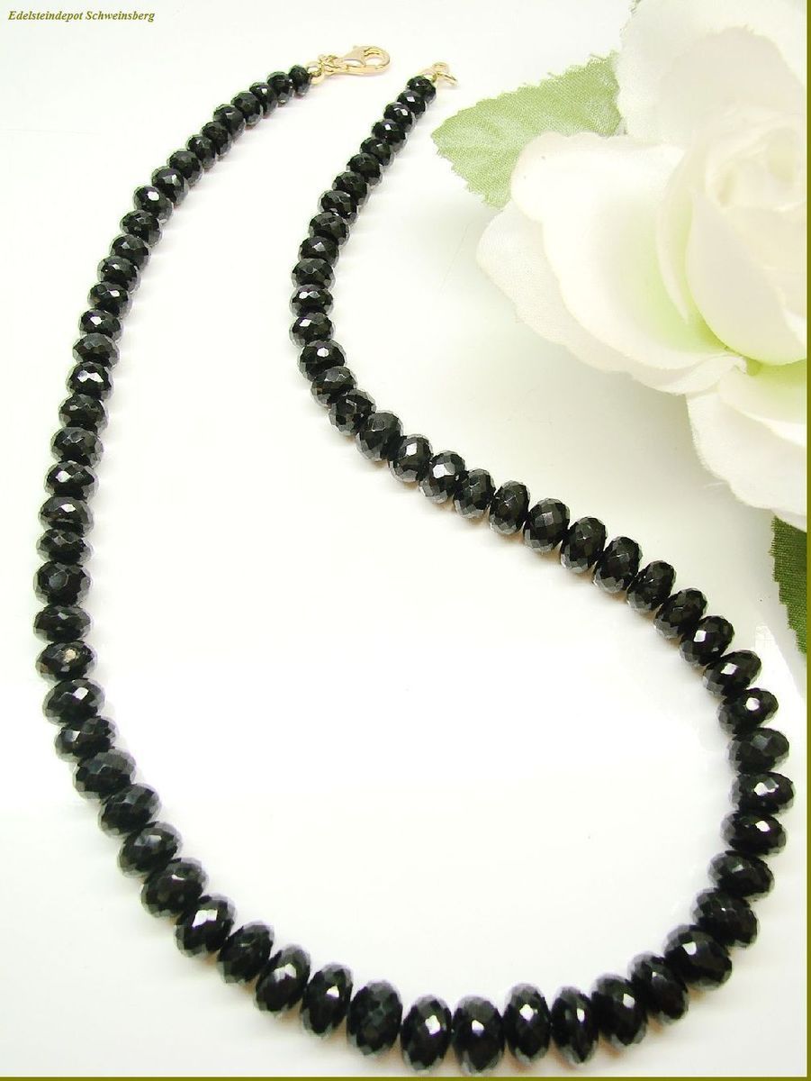 SPINELL KETTE 279 Ct schwarze fac. Spinellkette Necklaces