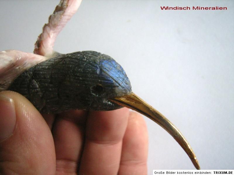 KOLIBRI Vogel aus ANDENOPAL und LABRADORIT, Edelstein Vogel,