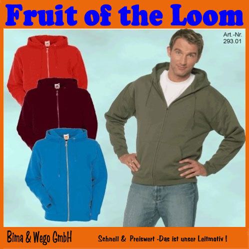 Zip Kapuzen Sweatshirt Fruit of the Loom S XXL 293.01