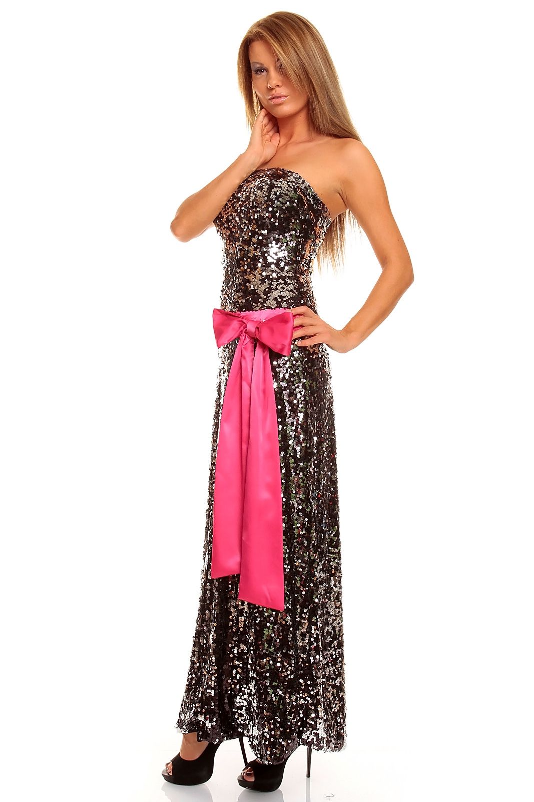 langes Abendkleid Cocktailkleid Ballkleid Bandeau Empire Kleid 34 36