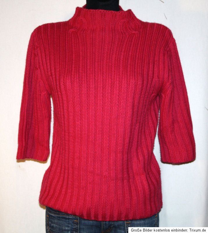 CERRUTI Schurwolle Pullover Pulli Bluse Rippstrick Fuchsia Gr.42