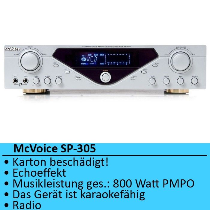 Karaoke Hifi Receiver McVoice SP 305 Karton beschädigt