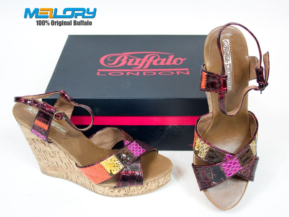 BUFFALO 309 3720 PU wine Gr 39 NEW SANDALEN WEDGES KEILABSATZ