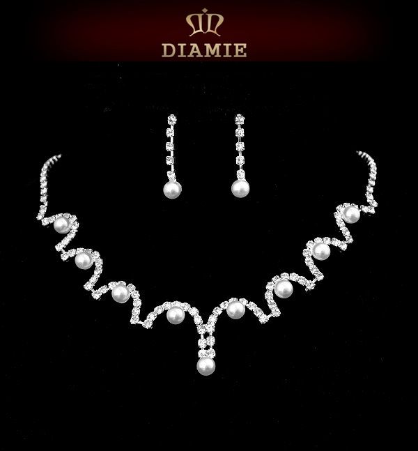 DIAMIE Brautschmuck Schmuckset Hochzeit Strass Halskette Collier