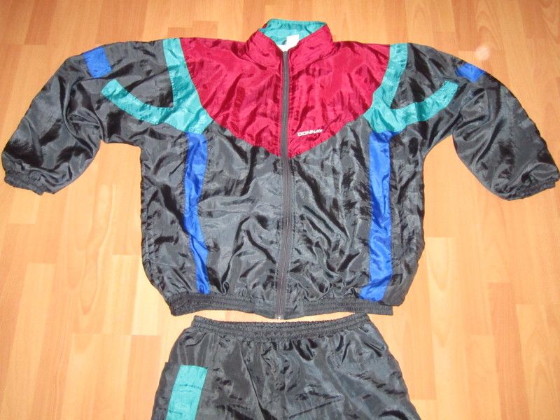 Trainingsanzug XXL Trainingsjacke Trainingshose Nylon Glanz Vintage