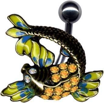 KOI FISCH Bauchnabel Piercing LUXUS SILBER 925 Stahl 316l INKgrafiX