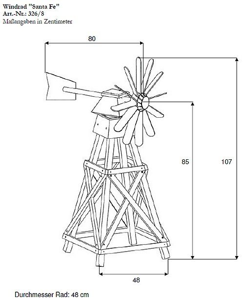 Windrad Santa Fe Windmühle Kiefer imprägniert