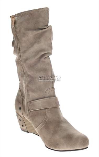 Damenstiefel Winterstiefel Keilabsatz Stiefel khaki Größen 36 41