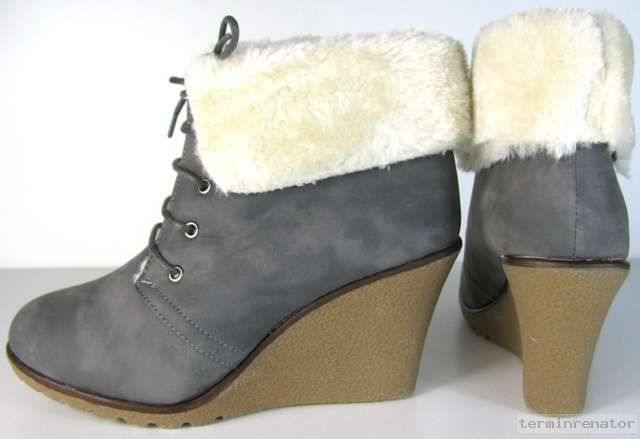 Warm gefütterte Keil Stiefeletten Keilabsatz Winter Ankle Boots