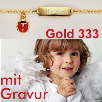 BABY / TAUFE MARIEN KÄFER GRAVUR ARMBAND ECHT GOLD 333