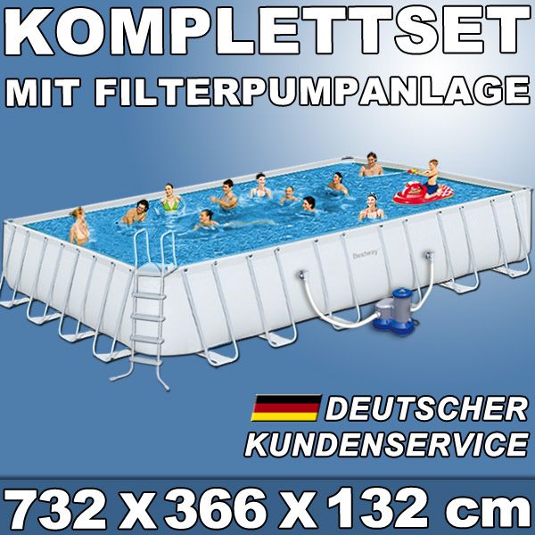 Schwimmbecken KOMPLETTSET 732 x 366 Pool Swimmingpool Stahlrohrrahmen