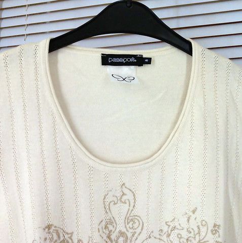 Pullover Pulli Top Gr. 46 beige braun ärmellos (passport) NEU