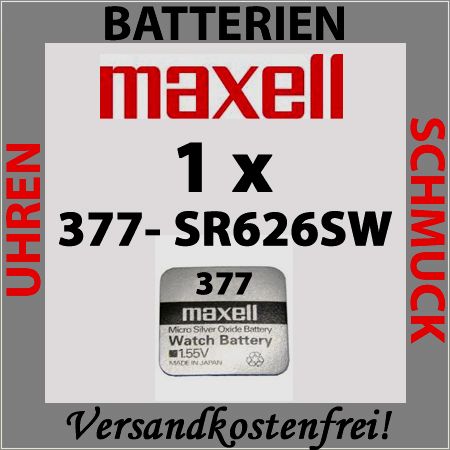 Maxell Knopfzelle 377/SR626SW Silberoxid Blister