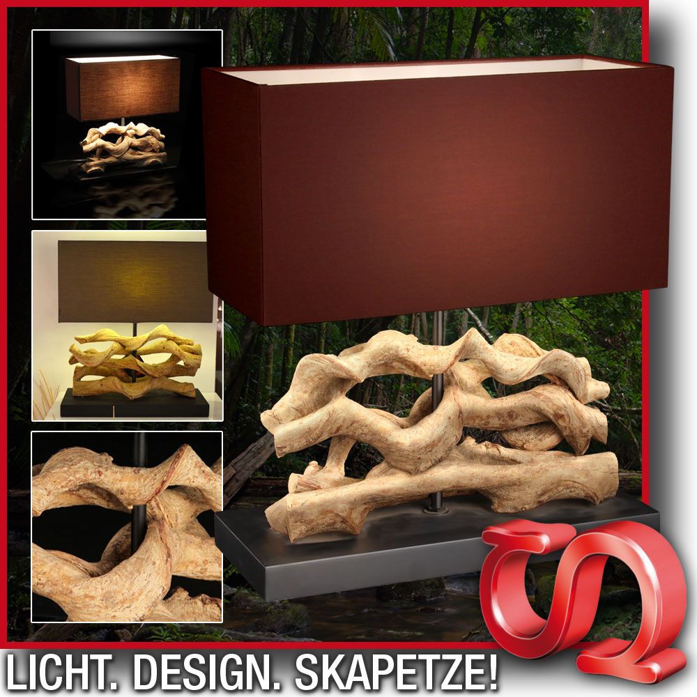 luce Nature SPIN Tischleuchte Treibholz 35cm Holz Tischlampe ehem