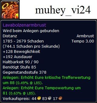 WoW Item 378 Lavabolzenarmbrust   Loot Waffe Feuerlande