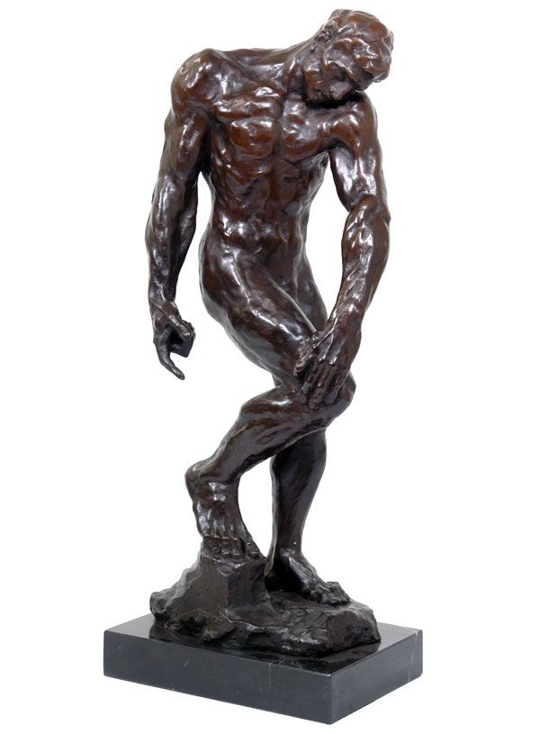 MÄNNLICHER BRONZE AKT STEHEND ca.56cm AKTFIGUR MANN TOP