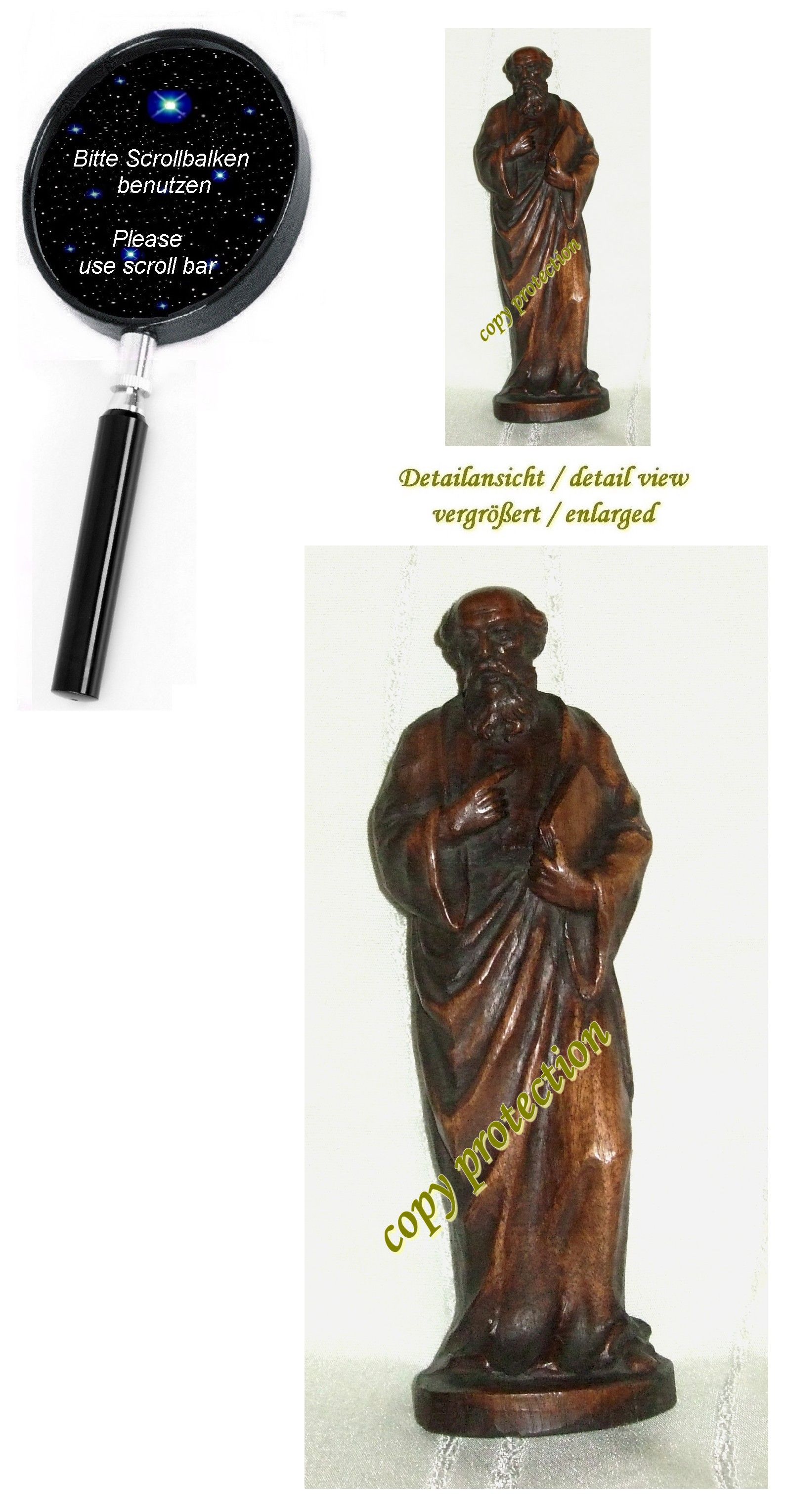 ALTE HOLZFIGUR   GELEHRTER   PROPHET   HEILIGER (424)