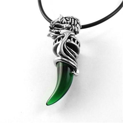 Herren Schmuck Anhänger aus Edelstahl/Drachenklaue/grün