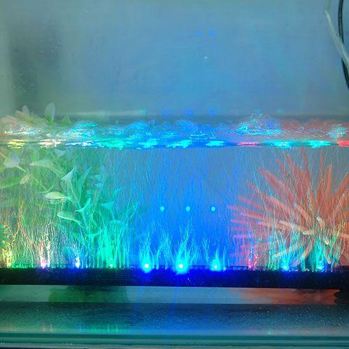 Neu 12 bunte LED Aquarium Lampen Luftpumpe wellen Effekt Beleuchtung