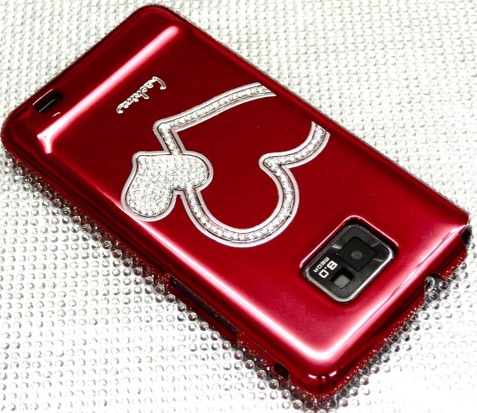 SAMSUNG GALAXY S2 i9100 rot STRASS BLING spiegel chrom Cover hard Case