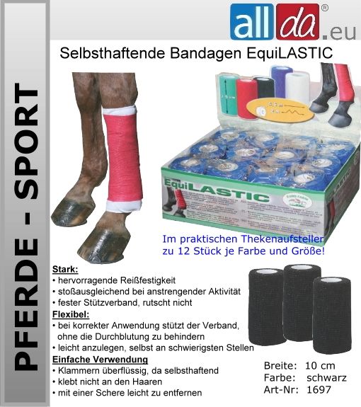 Bandagen Bandage Pferde EquiLASTIC 12 Stck schwarz/1697