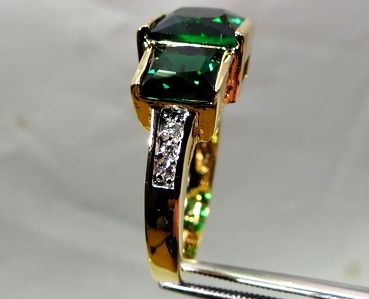 10 kt/466° GELB GOLD FILLED RING SMARAGD GRÜN 4,56 gr