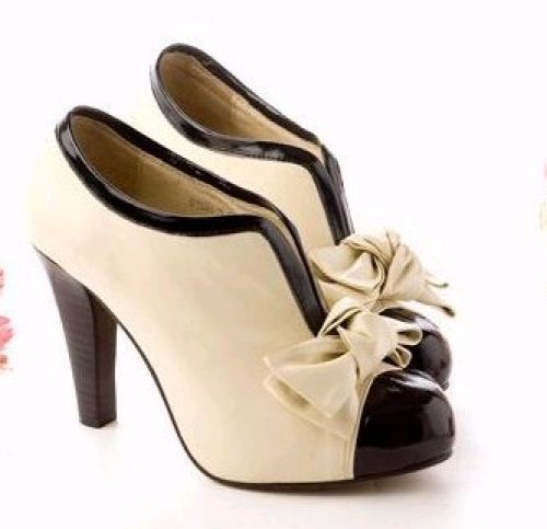 Vintage High Heels Classic creme mit verstecktem Plateau 36 37 38 39