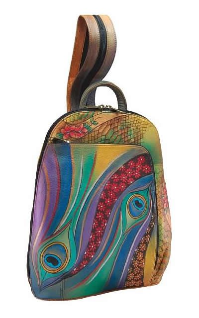 *RUCKSACK* UNIKAT LEDER   Serie Dancing Peacook 487 DNP