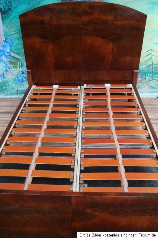 seltenes antikes franz.Art Deco Bett Doppelbett Rosenholz ca.1930 Top