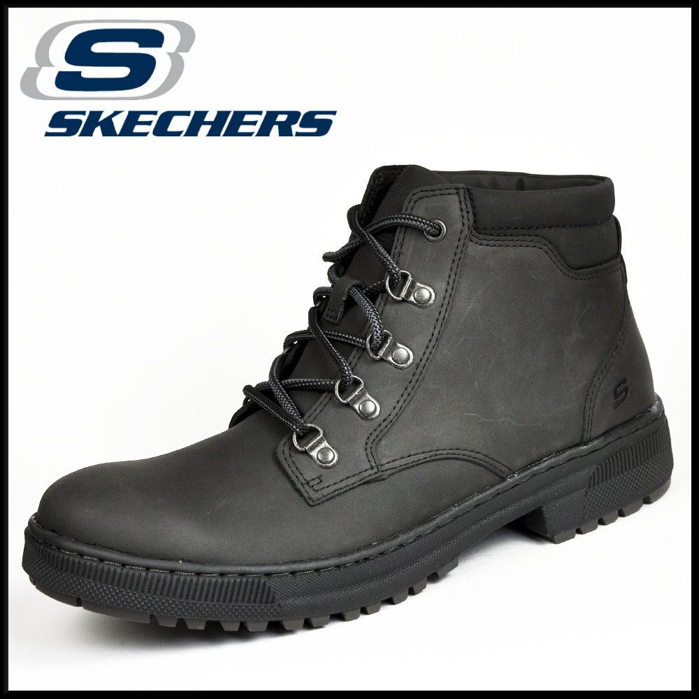SKECHERS Denton Romolo Herren Boots Leder Stiefel Black 62971/BLK